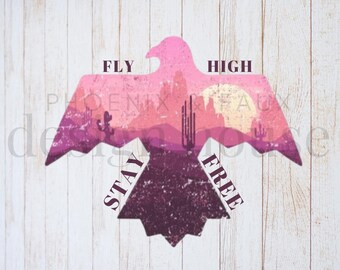 Western Thunderbird PNG Bundle, Retro Desert Graphic, Boho Sunset Design (Digital Download)