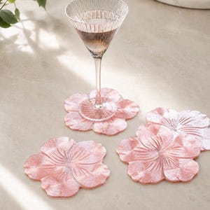 Hibiscus Flowers Coasters - Set of 4 - Floral Table Decor