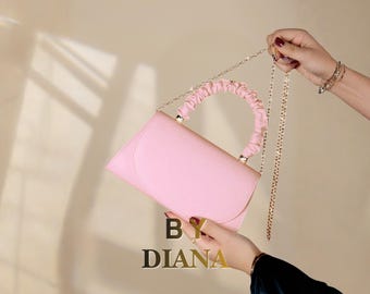 Zartrosa Handtasche mit Rüschengriff – Elegante Minimalistische Schultertasche für Partys, Hochzeiten & Alltagslooks