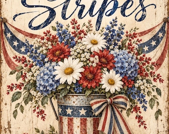 Printable Stars & Stripes Wall Art | Farmhouse | Home Decor | Americana | Patriotic | Digital Download