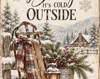 Printable  Baby It’s Cold Outside Wall Art | Farmhouse | Home Decor | Snow | Holiday | Christmas | Winter | Digital Download