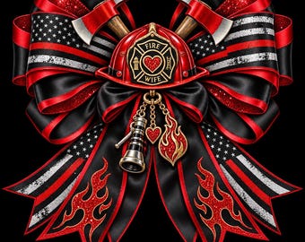 Fire Wife Bow PNG | Fireman | First Responder | Fire Dept | Sublimation Design (Digital Download)