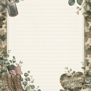 Military Stationery Printable/Deployment Letters/Boot Camp/Camo/Family/Until Homecoming/Style 4