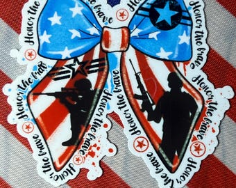 Pegatinas de lazo con la bandera "Honra a los valientes"/Milso/USMC/Ejército/Marina/Guardia Costera/Fuerza Aérea/Estilo 1