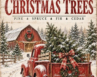 Printable Farm Fresh Christmas Trees Wall Art | Farmhouse | Home Decor | Snow | Wreath | Digital Download