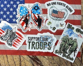 Paquete de pegatinas "Nadie lucha solo"/Milso/USMC/Ejército/Marina/Guardia Costera/Fuerza Aérea