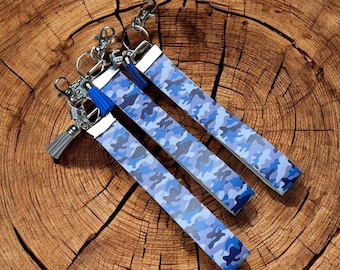 Cordón de muñeca de piel sintética con diseño de camuflaje azul marino/Fuerza Aérea