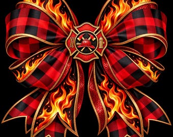 Firefighter Bow PNG | Fire Wife Sublimation Design (Digital Download)