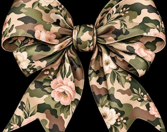 Floral Camo Bow PNG | Military | Digital Download (Sublimation Clipart)