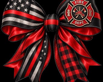 Thin Red Line Bow PNG | Fireman | First Responder | Fire Dept | Sublimation Design (Digital Download)