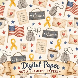 Papel digital con iconos militares / Cinta de despliegue, patrón de placa de identificación (descarga digital)
