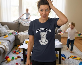 Camiseta con gráfico de gato meditando • Camiseta de relajación y yoga