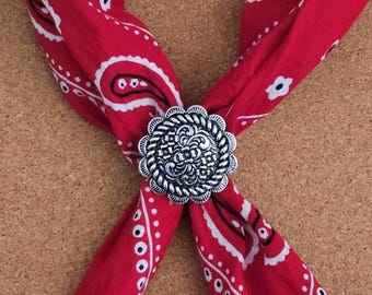 Western Concho Bandana Slide, Silver Scarf Ring