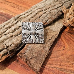 Turquoise Petal Western Bandana Slide, Silver Square Concho Scarf Ring image 9