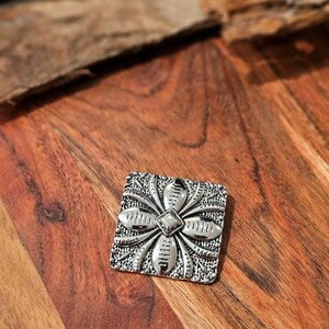 Turquoise Petal Western Bandana Slide, Silver Square Concho Scarf Ring image 12