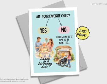 Tarjeta de cumpleaños divertida para papá, imprimible, feliz cumpleaños, padre, tarjeta de felicitación digital, de la hija favorita, hijo, broma de cumpleaños, tarjeta sarcástica