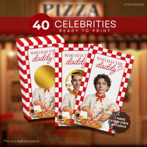 Pizza Baby Shower Party Game Printable Activity Who Has The Daddy Scratch Off Editable Men Celebrity Find Dad Slice Slice Baby Italian Theme