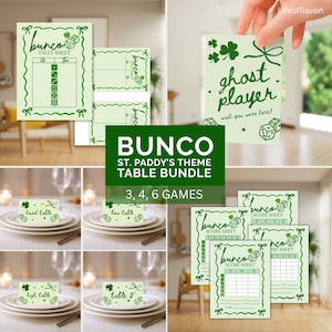 St Patricks Day Bunco Score Cards Tally Sheet Printable Green Irish Shamrock Bunco Party Decor Ladies Girls Game Night Digital Table Numbers