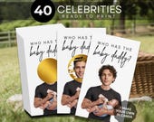 Who Has The Daddy Baby Shower Game Printable Men Celebrity Find The Baby Daddy Funny Scratch Off Party Activity Editable Canva Template PDF
