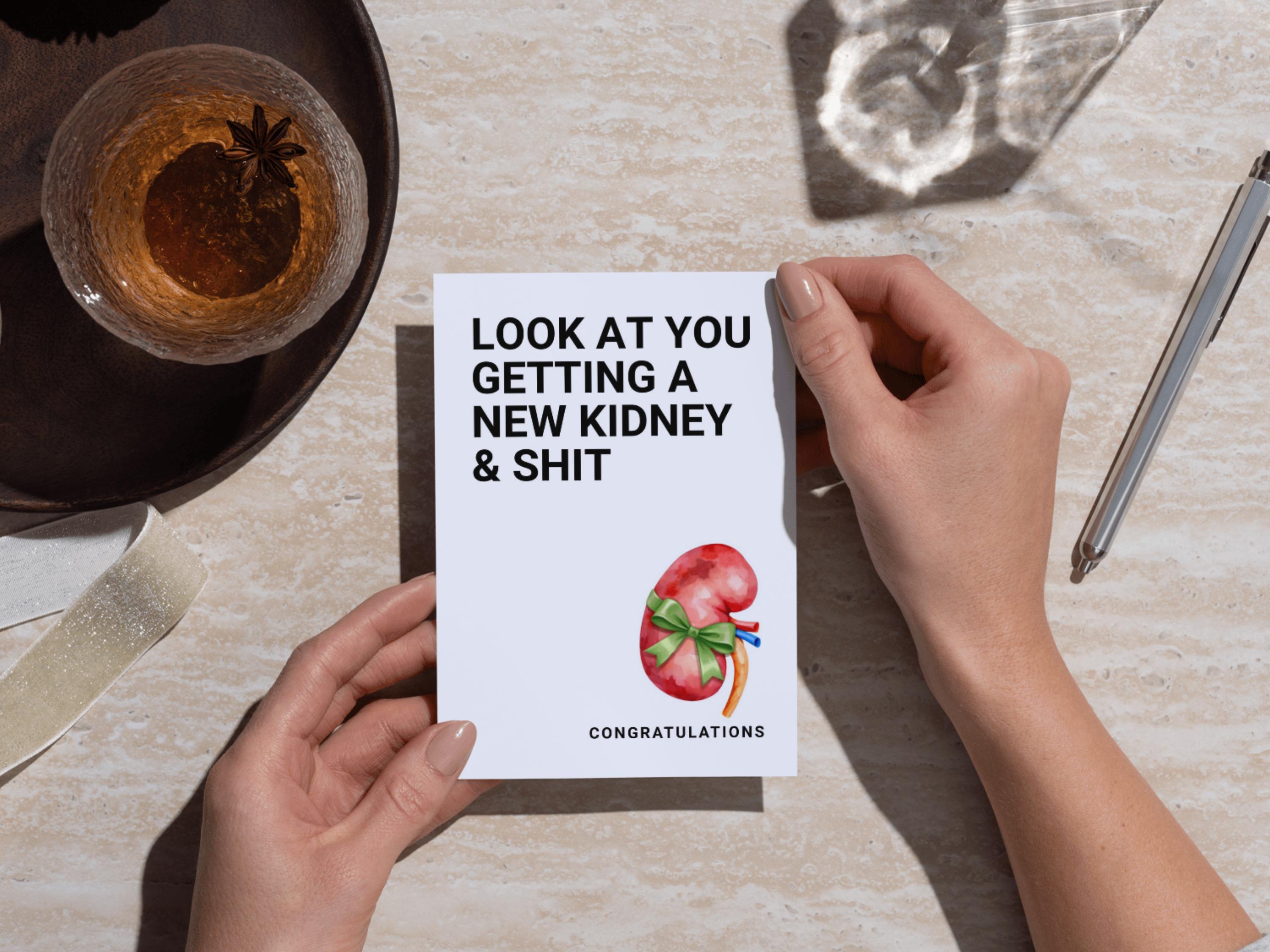 Digital Kidney Transplant Card Printable Funny New Kidney Organ ...