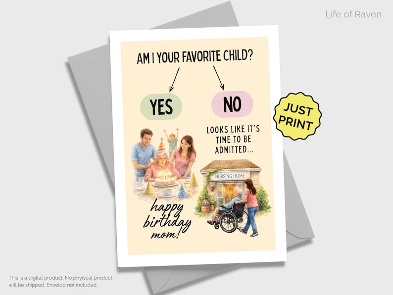 Funny Birthday Card for Mom Printable Happy Birthday Mother Greeting ...