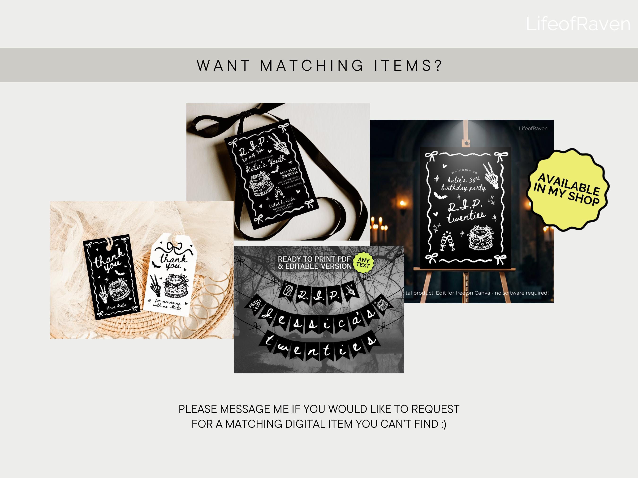 Tag Rip Box Editable RIP 20s Thank You Tags Canva Template Death to My 20s Digital ...
