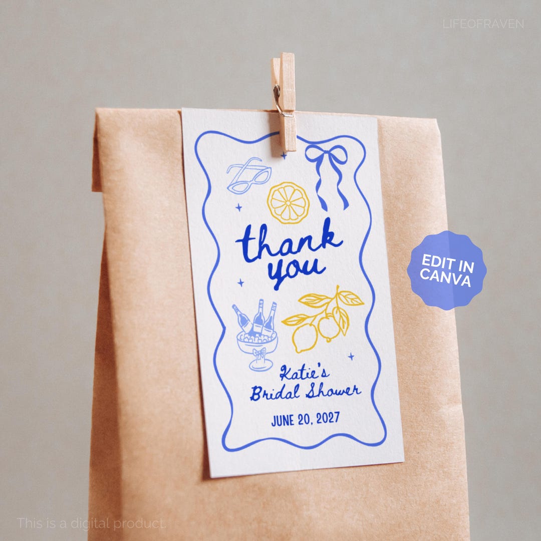 Editable Lemon Bridal Shower Favor Tag She Found Her Main Squeeze Party ...