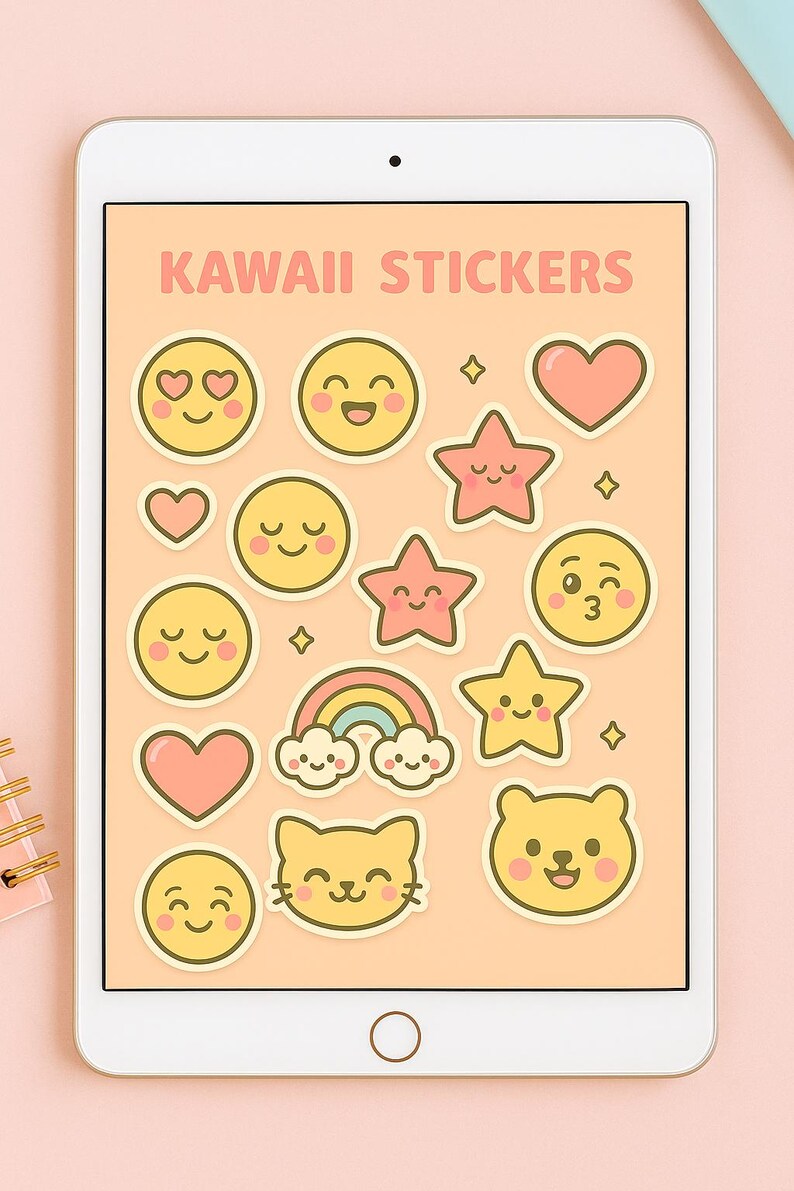 Kawaii Stickers – 20 Cute PNG Digital Stickers - Etsy