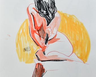 ONE-OF-A-KIND PIECE: Original artwork from a live drawing session in Barcelona with @ninette_shibara. Capture the energy with this piece of art.