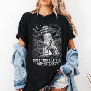 Funny Alien Abduction Sheep T-Shirt, UFO Farm Humor Tee