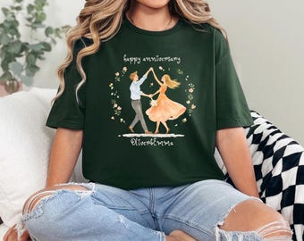 Personalized Anniversary Shirt – Happy Anniversary Couple T-Shirt – Custom Name Wedding Anniversary Gift – Romantic Couple Tee