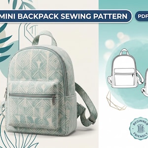 Mini Backpack Sewing Pattern, Cute Small Backpack, Unisex Backpack Tutorial, Small Rucksack, PDF, A0 & A4 + Detailed Instruction