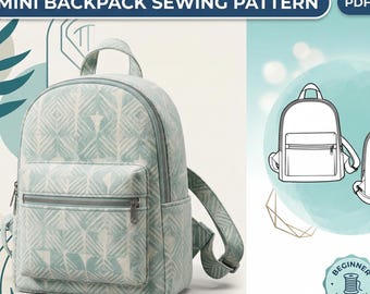 Mini Backpack Sewing Pattern, Cute Small Backpack, Unisex Backpack Tutorial, Small Rucksack, PDF, A0 & A4 + Detailed Instruction