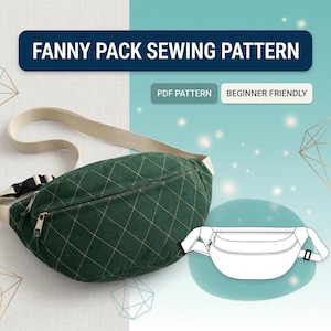 Patrón de costura de riñonera en PDF / Bolso bandolera para principiantes / Tutorial fácil de riñonera / Descarga instantánea