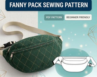 Fanny Pack Sewing Pattern PDF | Beginner Sling & Crossbody Bag | Easy Waist Bag Tutorial | Instant Download