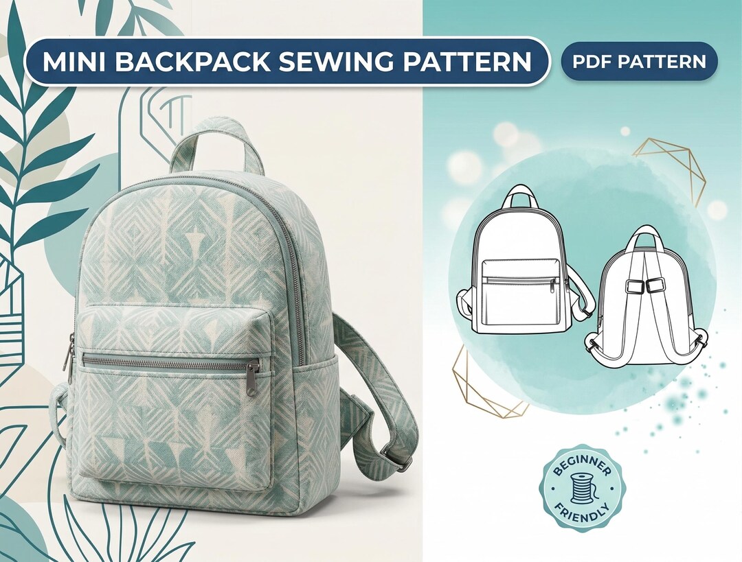 Mini Backpack Sewing Pattern, Cute Small Backpack, Unisex Backpack ...