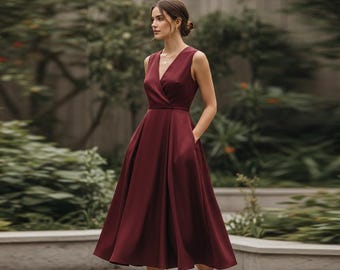 V-Neck Linen Dress Sewing Pattern, Beginner Friendly (Digital Download)