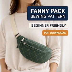 Patrón de costura PDF para riñonera / Bolso de cintura / Bolso cruzado / Patrón de riñonera DIY para principiantes / Patrón para bolso de viaje / Imprimible en formato A4 y A0