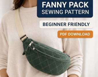 Heuptasje naaipatroon pdf | Heuptas / Heuptas / Crossbodytas | Handige doe-heuptas voor beginners | Patroon reistas | Afdrukbaar A4 A0