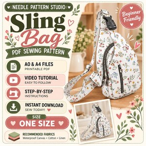 Sling Bag Sewing Pattern PDF | Crossbody Travel Bag | Minimal Everyday Sling Bag | Beginner Friendly DIY | A4 A0 US Letter
