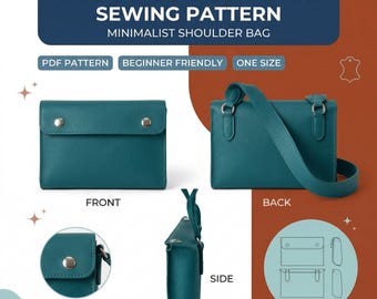 Leather Crossbody Bag PDF Sewing Pattern | Minimalist Shoulder Bag | A4, US Letter & A0 | Instant Download
