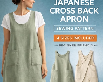 Naaipatroon Japanse schort met kruis op de rug | Overgooier voor beginners (digitale download)