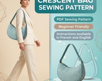 Naaipatroon halve maanzak | Trendy crossbody, geschikt voor beginners (pdf-patroon, meerdere maten)
