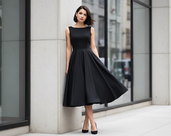 Audrey Hepburn Inspired Dress Pattern | Vintage 1950s Sewing Pattern | Retro Flared Midi Dress sewing pattern