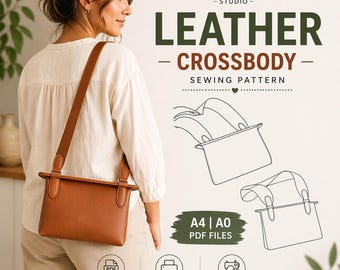 Lena leren schoudertas pdf naaipatroon | Minimalistische kunstleer schoudertas tutorial | DIY-handtas voor beginners | Direct downloaden