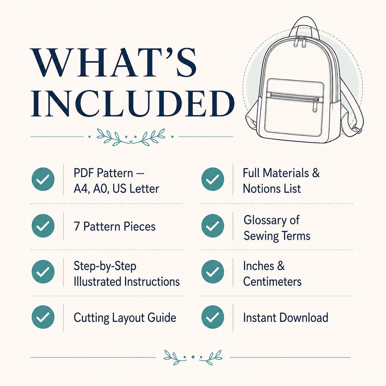 Poppy Mini Backpack PDF Sewing Pattern | Beginner Friendly Small Canvas ...