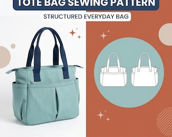 Tote Bag PDF Sewing Pattern | Structured Tote with Pockets | A4 & A0 | Instant Download