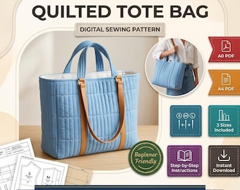 Patrón de bolso acolchado / Patrón de costura en PDF para bolso / Patrón de costura para bolso acolchado / Patrón de bolso en PDF para bolso / Patrón de bolso para principiantes