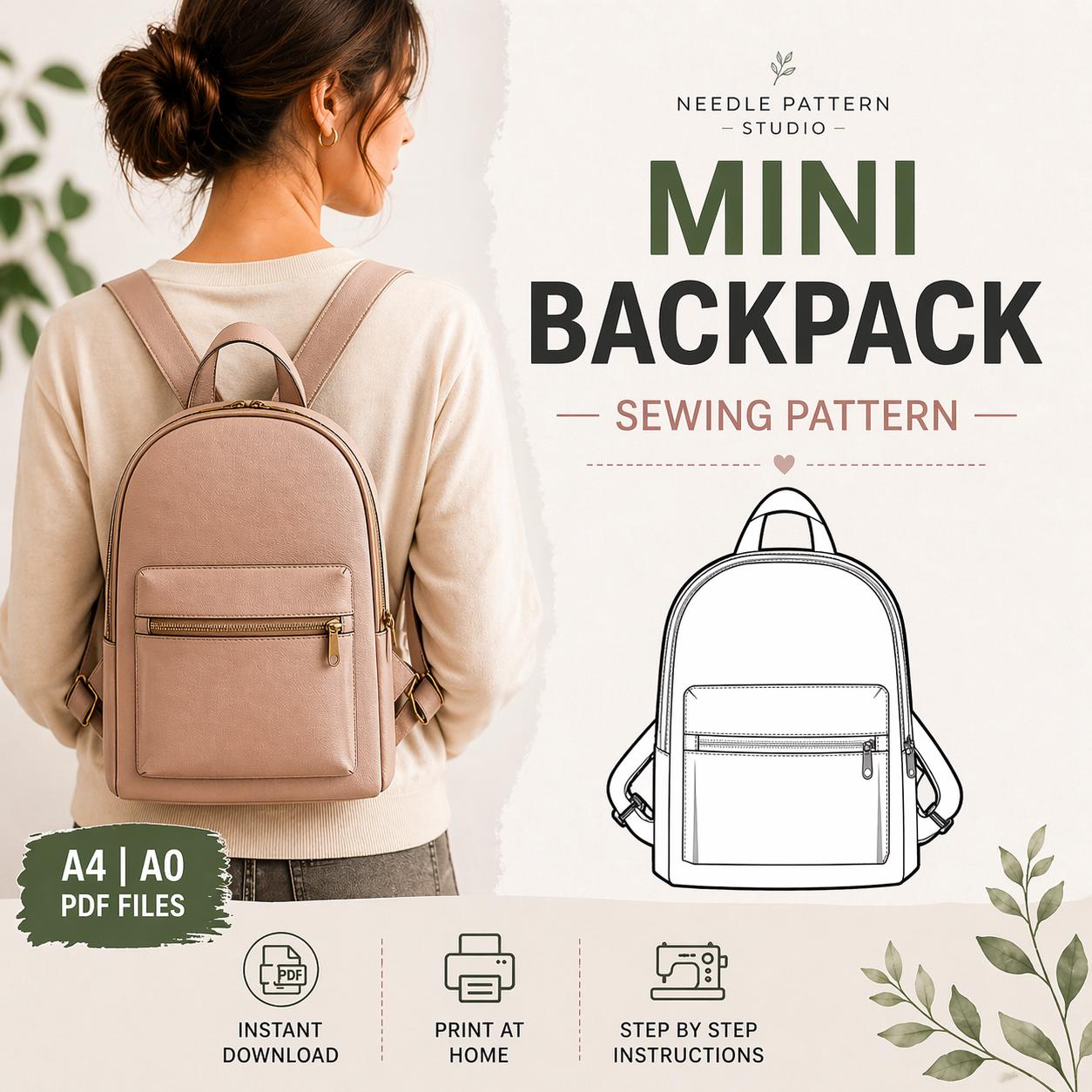 Poppy Mini Backpack PDF Sewing Pattern | Beginner Friendly Small Canvas ...