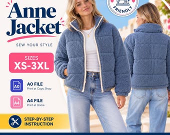 Anne Jacket Sewing Pattern PDF | Puffer Jacket Pattern | Quilted Bomber Jacket Pattern | Winter Jacket Pattern | Beginner Sewing Pattern